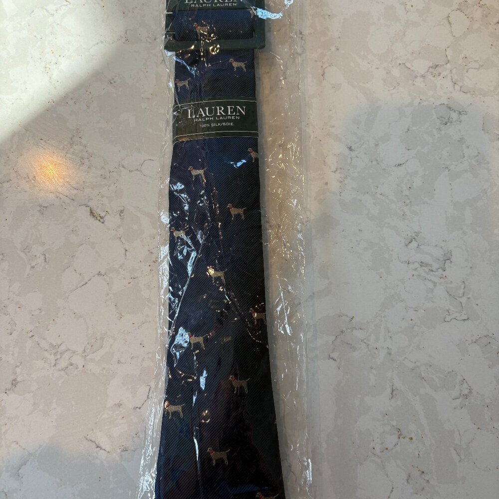 NIP Lauren Ralph Lauren Boys' silk tie with Golden Retrievers/Labs